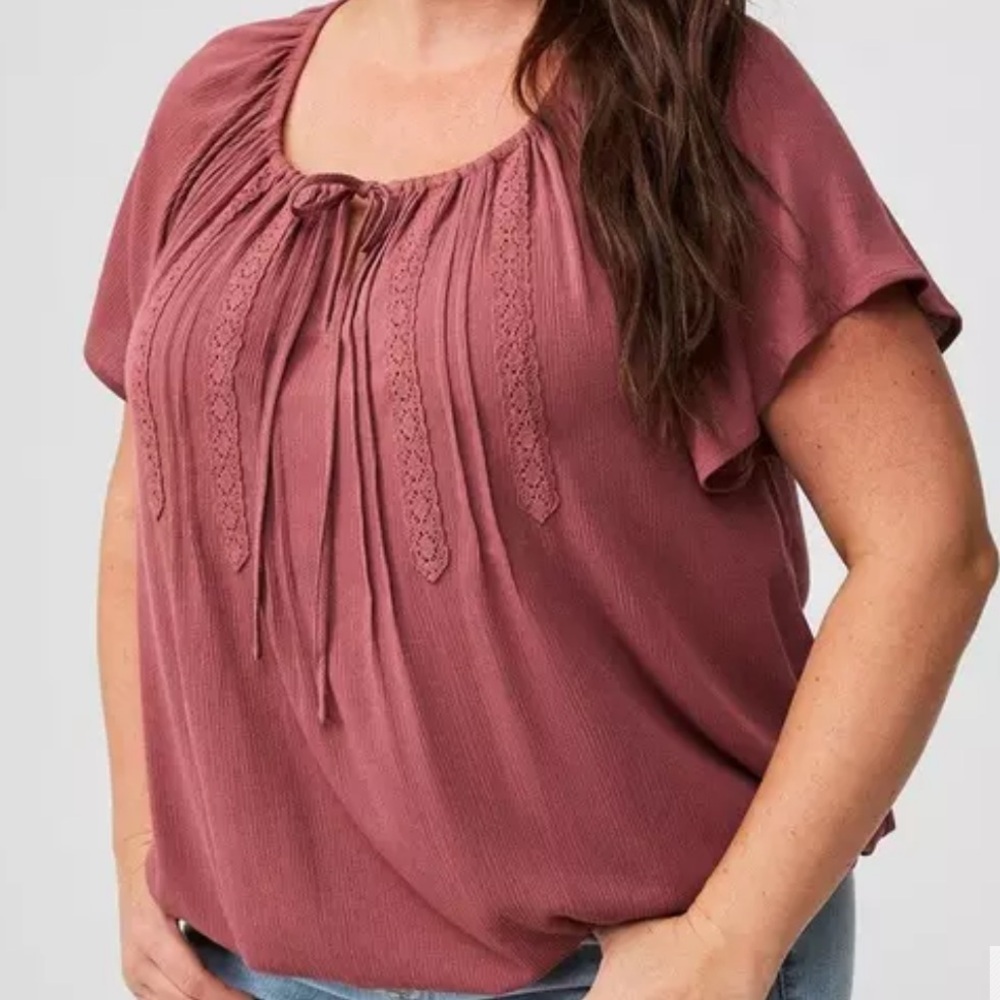 Torrid Crinkle‎ Gauze Flutter Sleeve Blouse Top Wild Ginger 3X